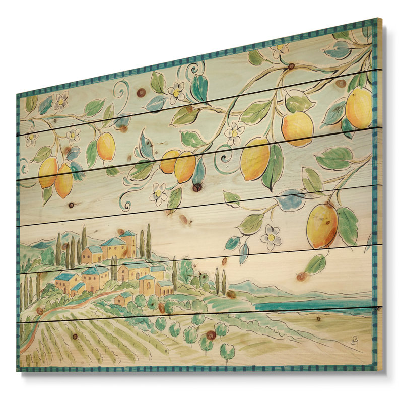 « traditionnel », impression sur bois Mediterranean Village Field I, H 30 po x l 40 po x P 1,5 po