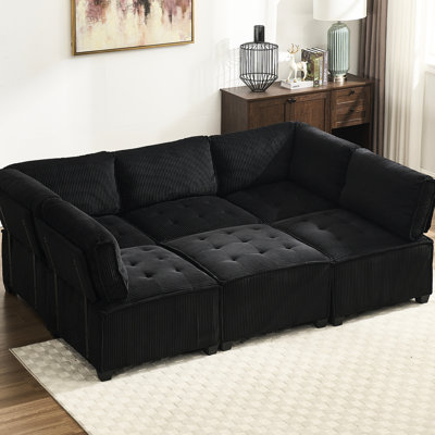 Canapé modulaire 6 places, méridienne réversible et assise en U de soutien 6, profond et confortable