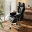Ergonomic Adjustable Reclining Swiveling Office Chair - Faux Leather with Footrest for PC-127376177