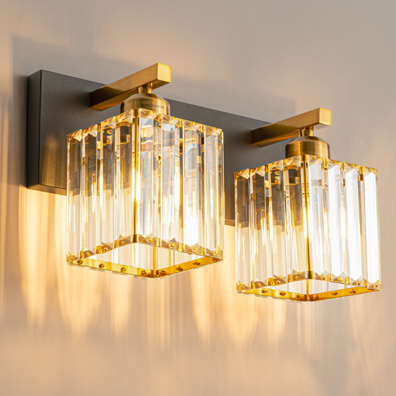 Lanceton Dimmable Vanity Light, Black/Gold, 2 Lights