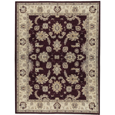 Hand-Knotted High-Quality Wine and Ivory Area Rug