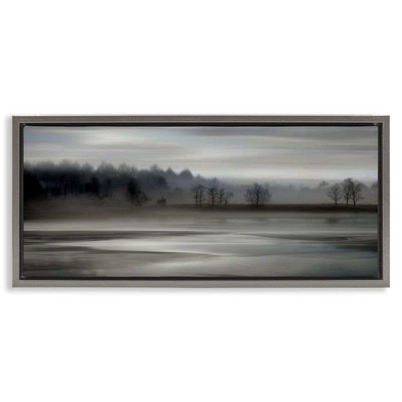 Gris, paysage naturel, Cadre flottant gris lustré, H 14 po x l 31 po