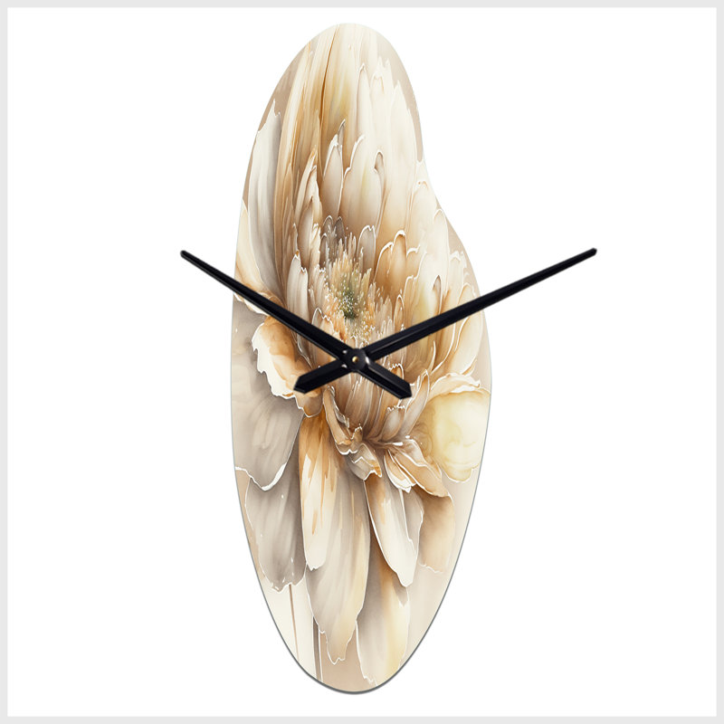 Horloge murale simple asymétrique en forme de V - fleur, Moyenne