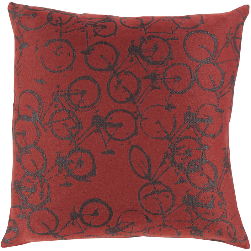  Coussin vélo, Bourgogne / rouge, Duvet, 22 po x 22 po