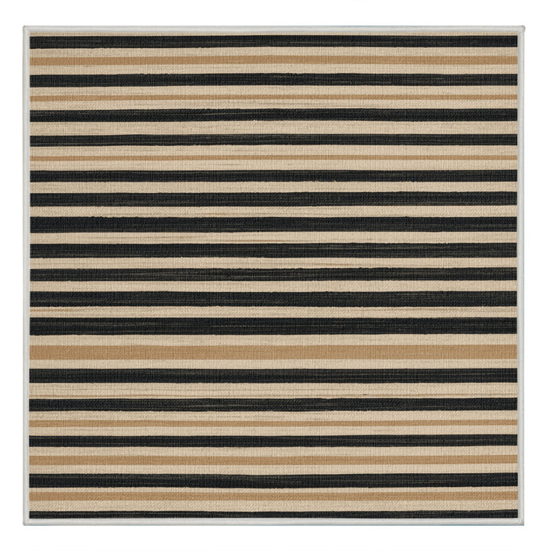 Washable Light Beige Charcoal Striped Area Rug, Square 4'