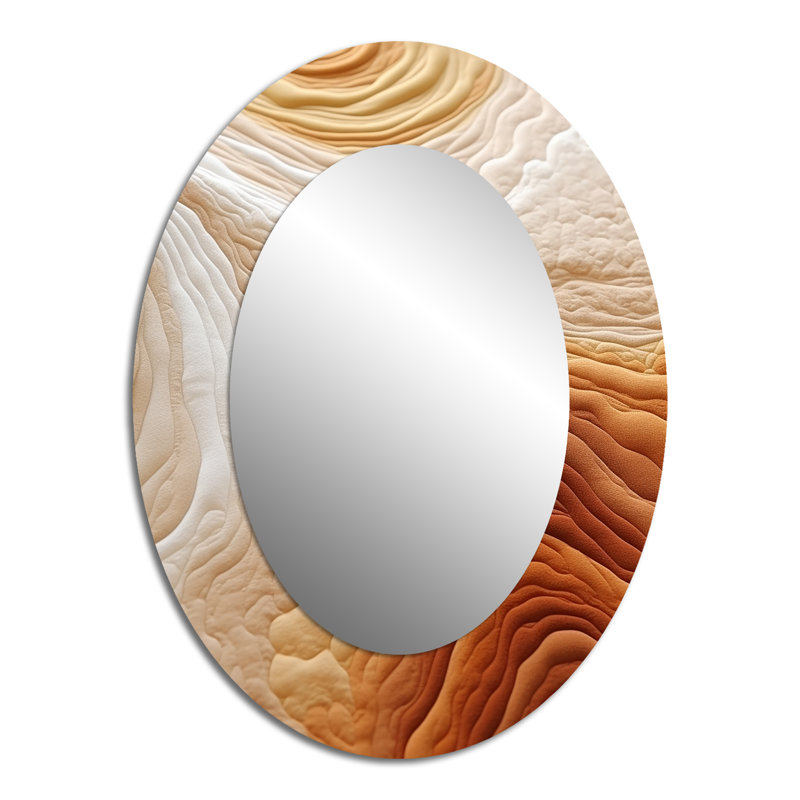 Orange et blanc Winds Serenade - Miroir mural moderne ovale, H 40 po x l 30 po