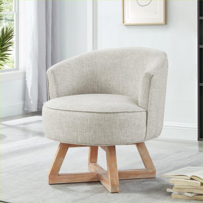 Pour le salon, la chambre à coucher et le bureau personnel, fauteuil d'appoint pivotant classique d'une hauteur de 29 pouces, revêtement en lin, gris classique
