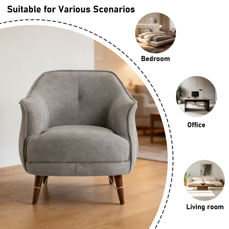 Accent Chair  Reading Chair Comfy Upholstered Boucle Lounge Armchair, Modern Living Room Chair With Back Pillow,single Sofa Chair For Bedroom, Office