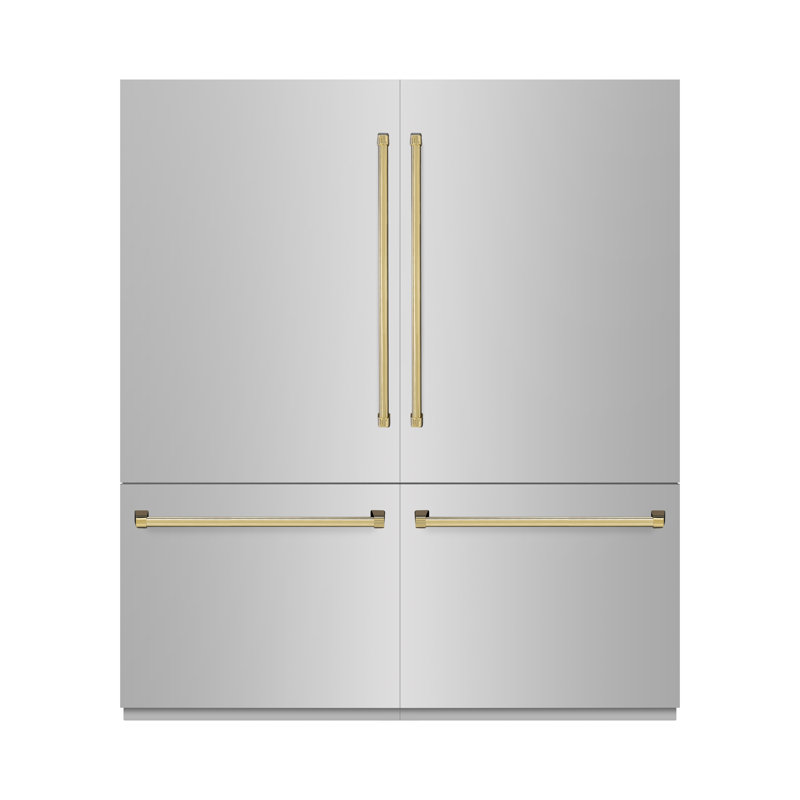 ZLINE Autograph 72 in. Built-In Refrigerator w/ Gray Interior and Bronze Accents, Stainless Steel/Graphite Gray/Polished Gold