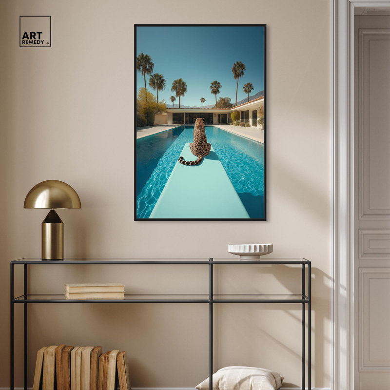 Art, art moderne, toile de tigre moderne, Cadre flottant noir, H 37 po x l 25 po