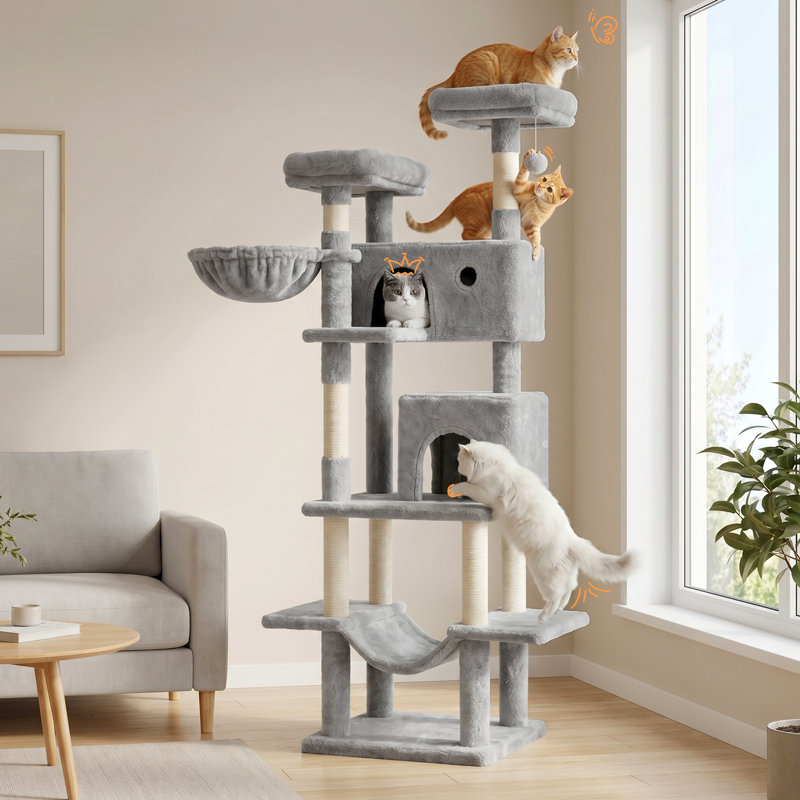 Arbre à chat 69,7 po multi-niveaux, centre d'activité pour chat
