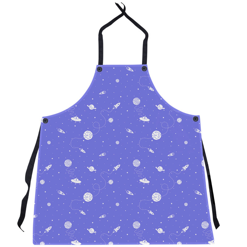 Tablier à motif extérieur espace, Bleu