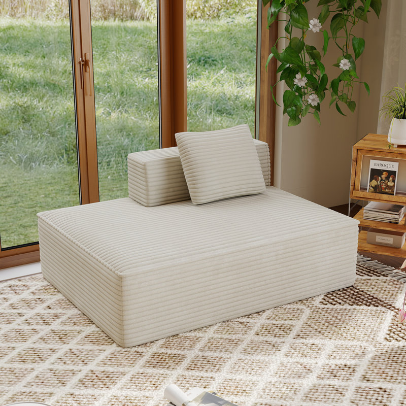Canapé modulaire sans cadre 90 po Cloud, Velours côtelé beige