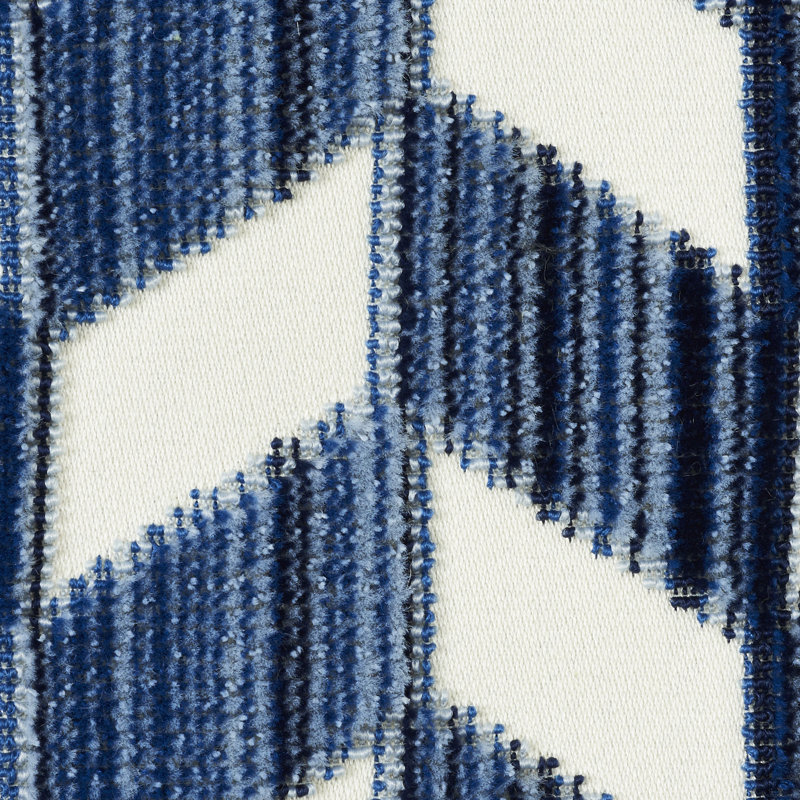 Chevron Strie Velvet Fabric, Lapis