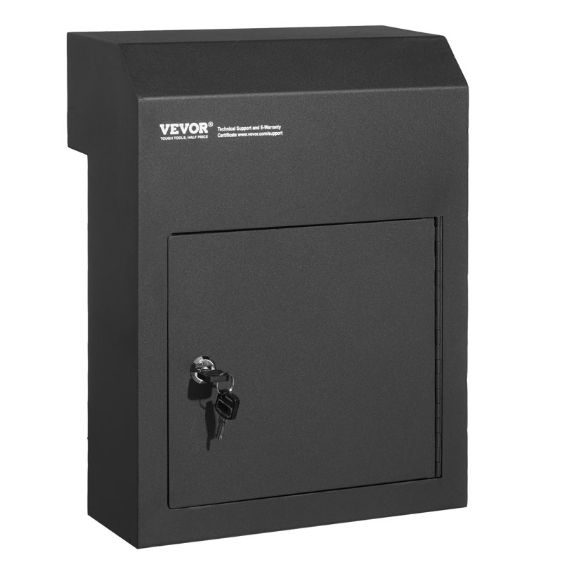 Heavy Duty Black Steel Lockable Wall Mounted Mailbox