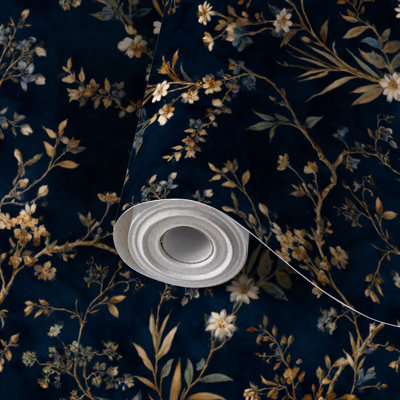 Papier auto-adhésif à peler et coller avec motif floral rétro délicat auto-adhésif et amovible 24 po x 118 po (60 x 300 cm)