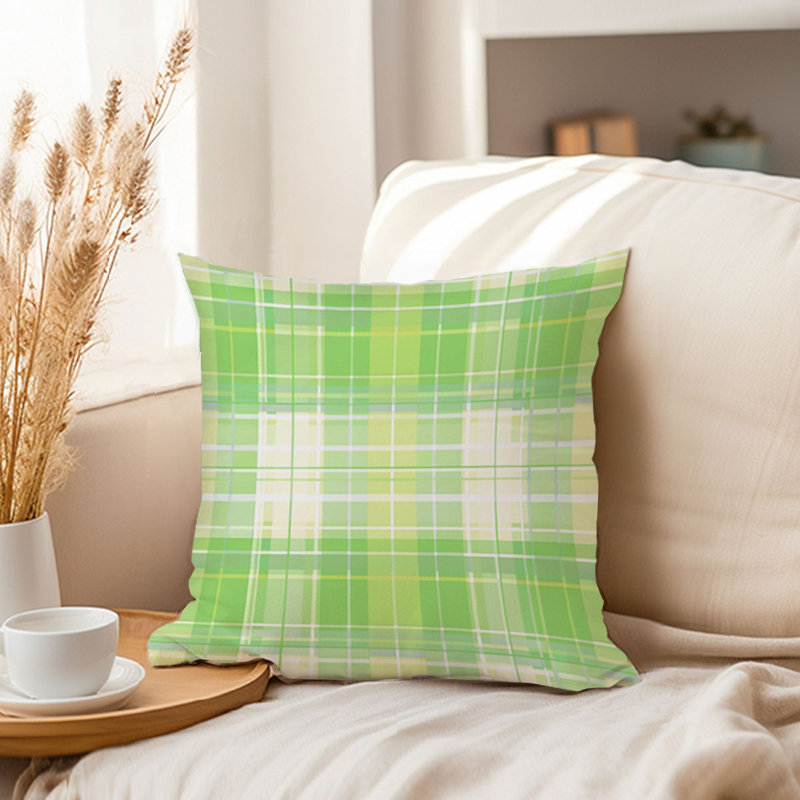  Abstract Green Plaid Pattern Modern