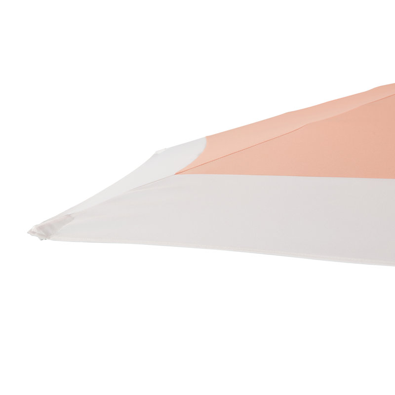 Spencer 9 ft. Coral Pink and White Solar LED Market Patio Umbrella with Aluminum Frame