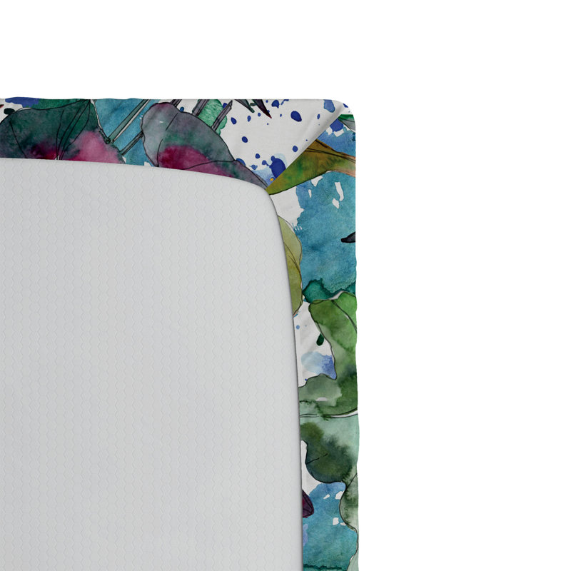 Drap-housse à motif floral Ambesonne, Drap-housse de taille très grand, Vert bleu sarcelle, bleu / floral
