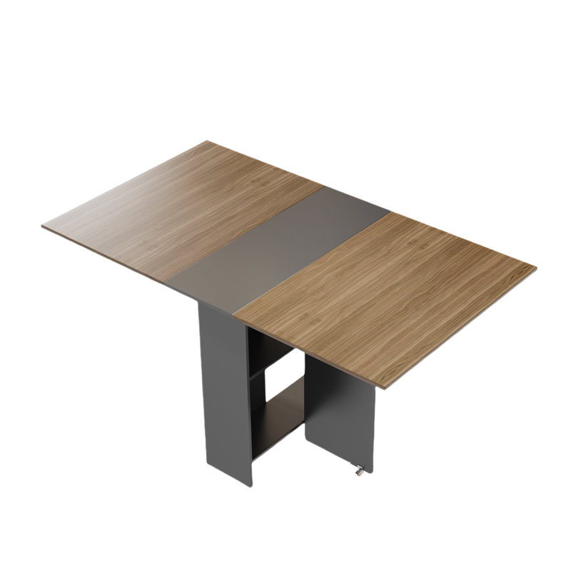 Table de salle à manger pliante sur roulettes verrouillables avec rangement (brun)
