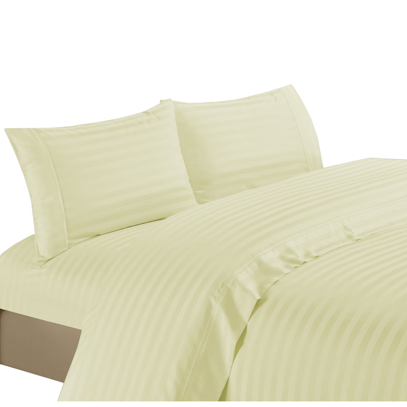 Ensemble de draps 100% satin de coton 1200 fils, Ivoire, Double
