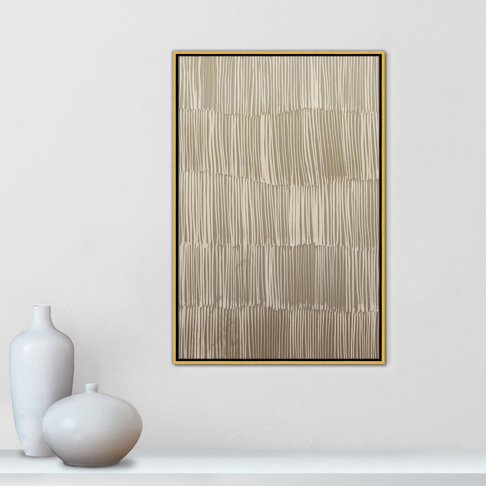 Linear Calm I Print by , 37.5" H x 25.5" W, Gold Floater