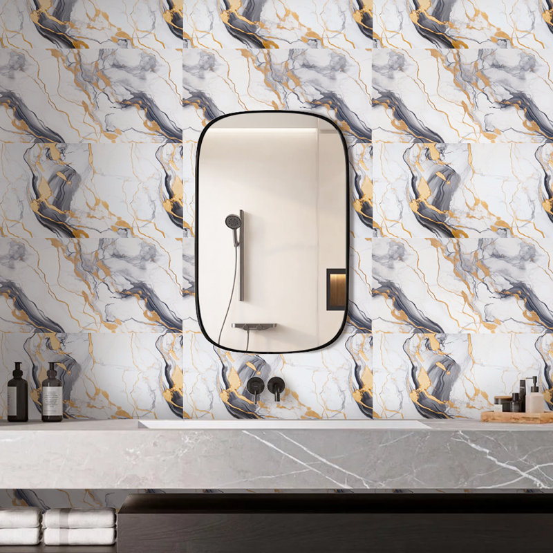 Marble Look Peel and Stick Wallpaper Oil-Proof Fire-Retardant Self-Adhesive Wall Panels