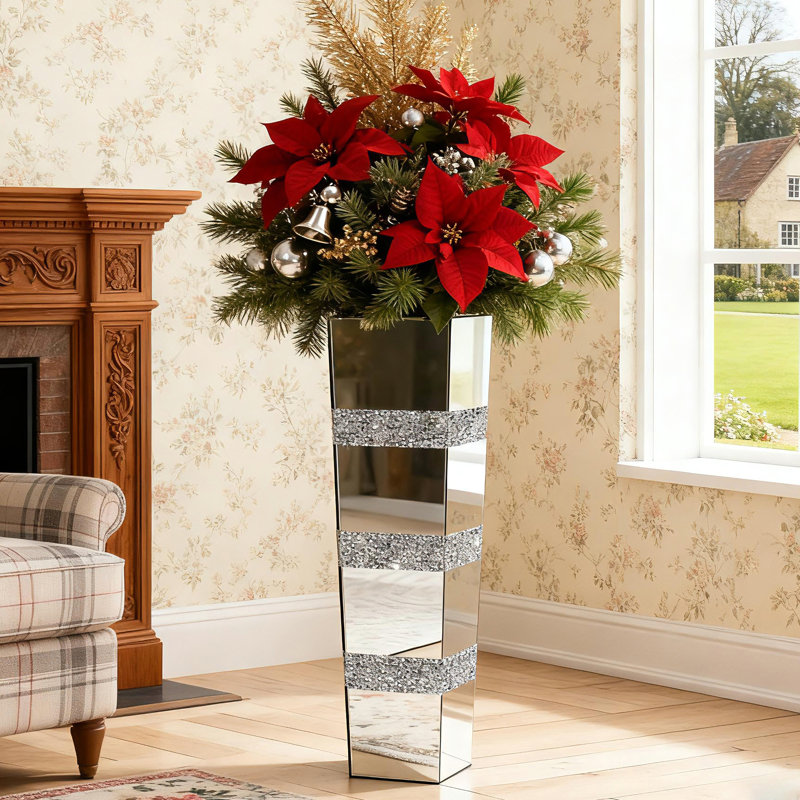 Baage 71cm H Glass Flower Tall Vase Room Crystal Decor