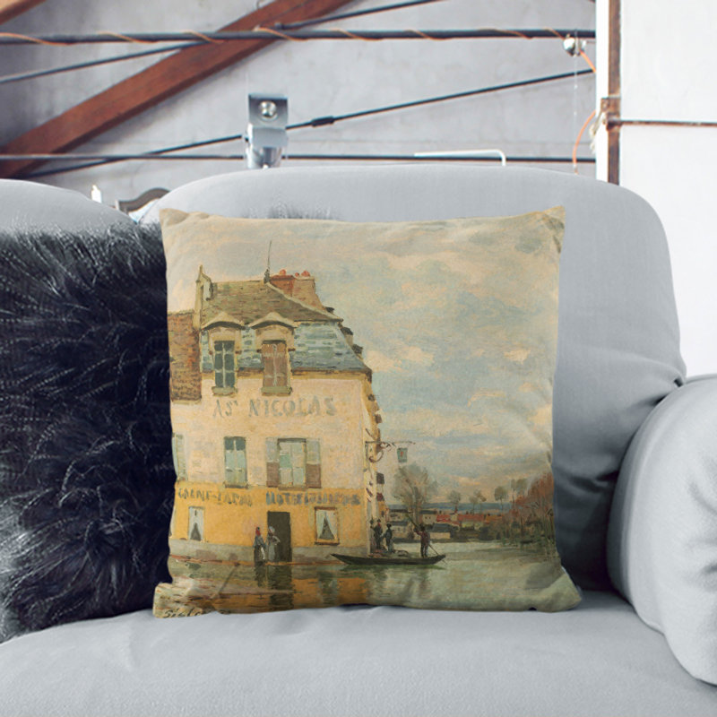 Flood at Port-Marly Scatter Cushion, 40cm H x 40cm W x 15cm D, Stone