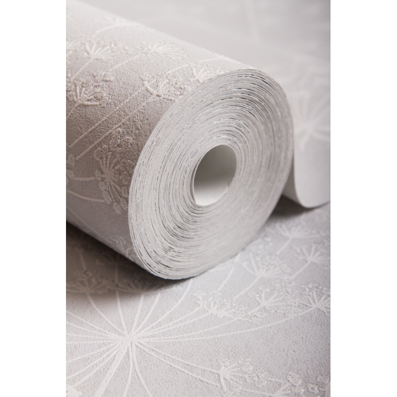 Innocence Floral Wallpaper Roll, Cloud Gray