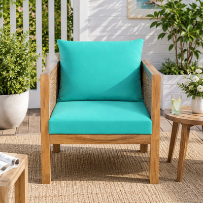 Ensemble de 2 fauteuils d'extérieur avec structure en bois d'acacia et panneaux de rotin tissés à la main
