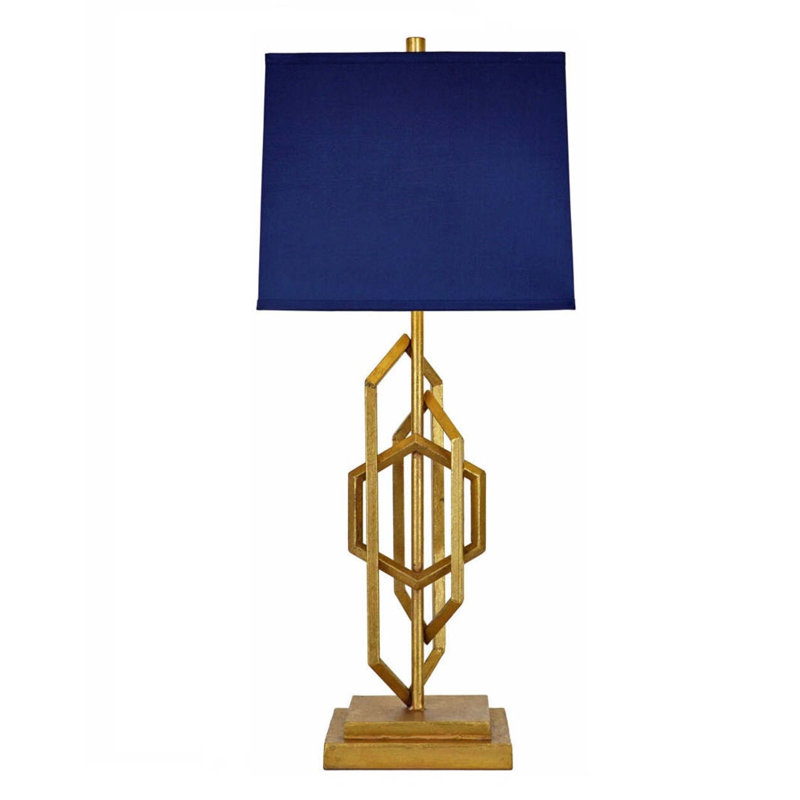 Diora Table Lamp, Gold Leaf, Navy Blue