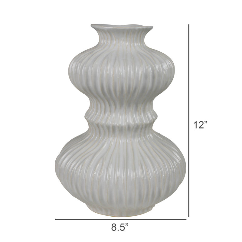 Wavy Vase, Ceramic - Lrg, 12" H x 8.5" W x 8.5" D