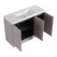 Meuble-lavabo autoportant de 48 po avec lavabo en résine blanche et 3 portes d'armoire à fermeture en douceur (emballage KD)
