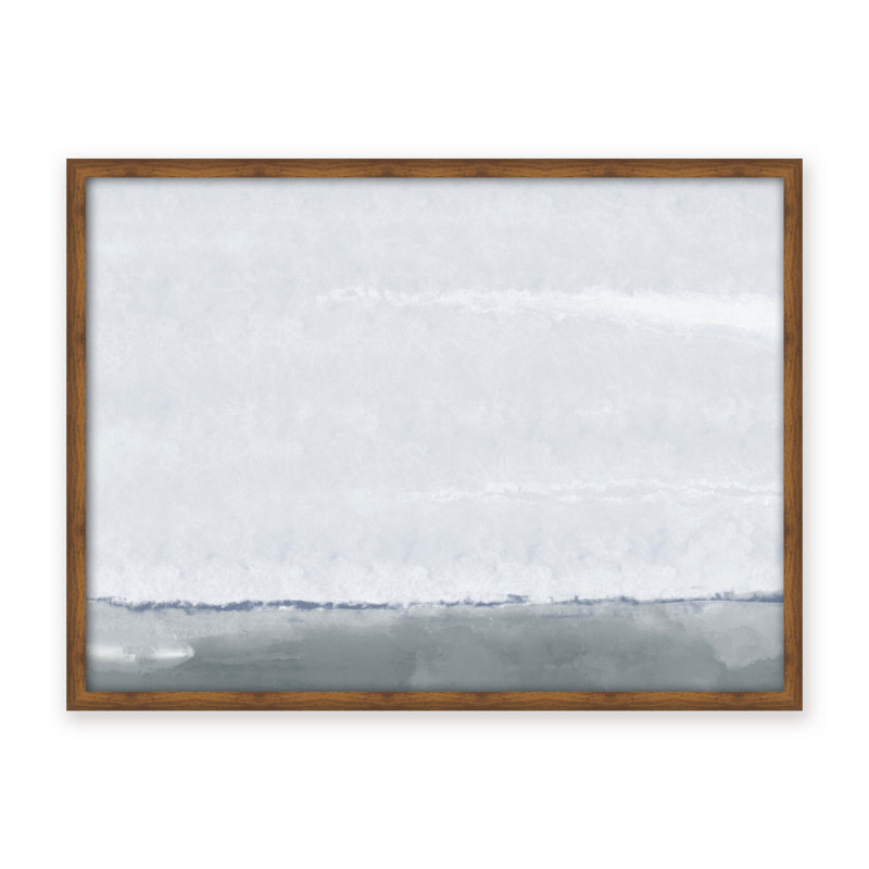 Coastal Retreat Silver Seas: Abstract Oceanscape, 30" H x 40" W x 1.125" D, Framed Print, Brown