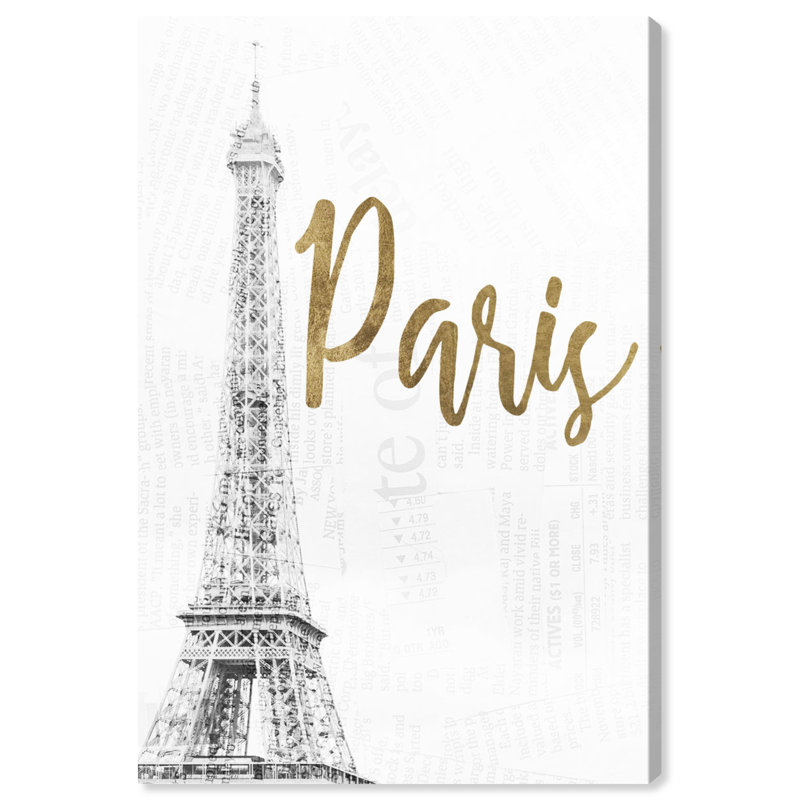 Paris Heart - reproduction d'impression sur toile, 15" H x  10" W x  1.5" D, Toile tendue