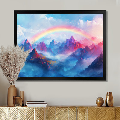 Arc-en-ciel au-dessus des montagnes - art mural arc-en-ciel