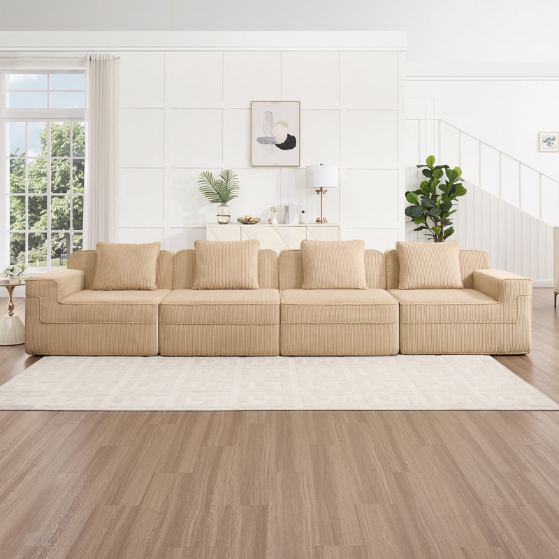 Canapé modulaire en velours côtelé 4 places