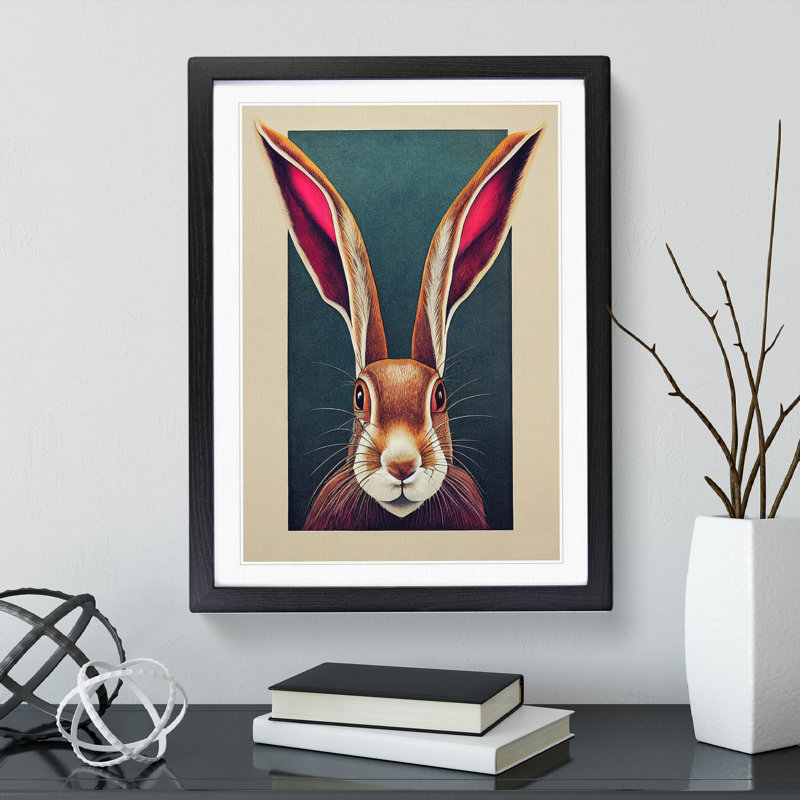 View Of A Hare - Single Picture Frame Print, 34cm H x 25cm W x 2cm D, Black