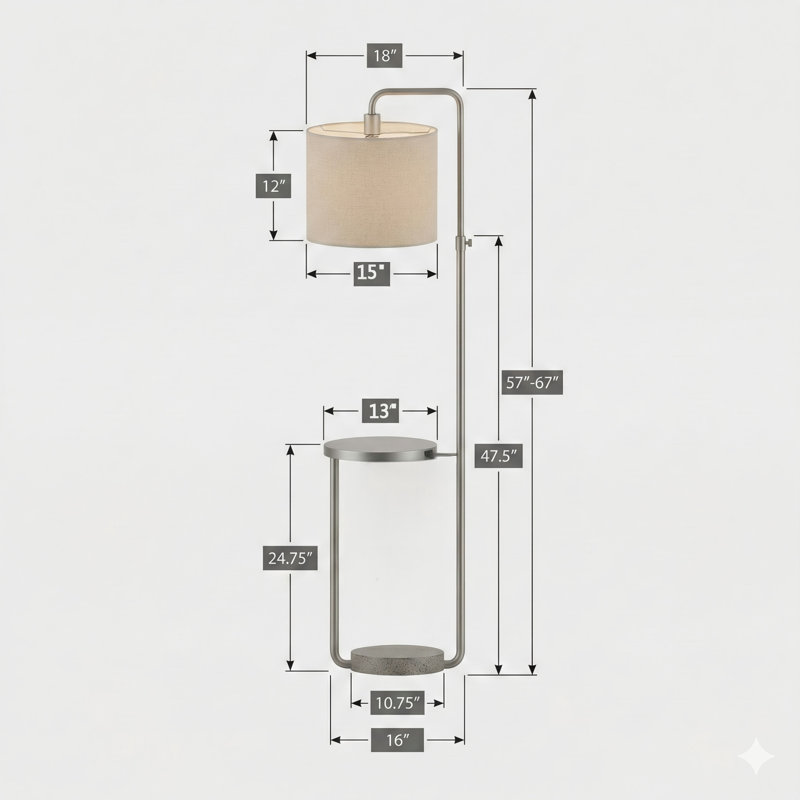 Lighting, 67"H, Floor Lamp, Usb Port Included, Brass Metal, Beige Shade, Contemporary