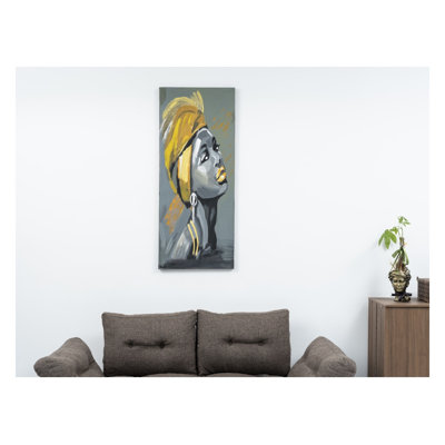 Art mural sur toile surdimensionné gris Wandela, 47 po x 19 po, orientation portrait gris, décor sans cadre de Turquie