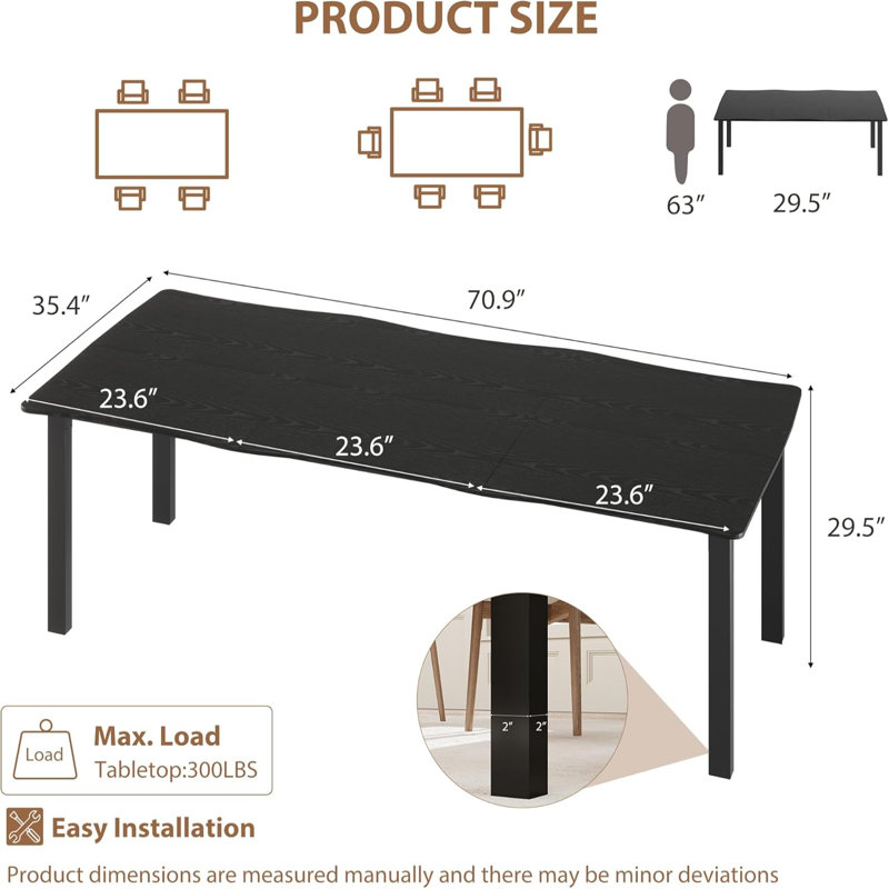 Extendable Dining Table, Black