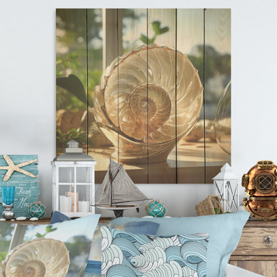 Vase Seashell Treasures - coquillage sur bois de pin naturel