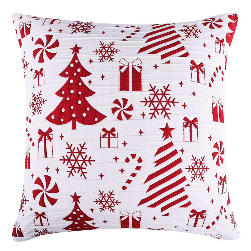 Taie d'oreiller rouge Peppermint Party de Greenland Home Fashions, 26 x 26 pouces (66 x 66 cm)., Européen