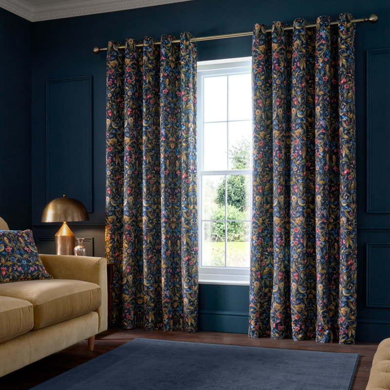 Hedgerow Hopper Lined Eyelet Curtains, 66x72 Inch
