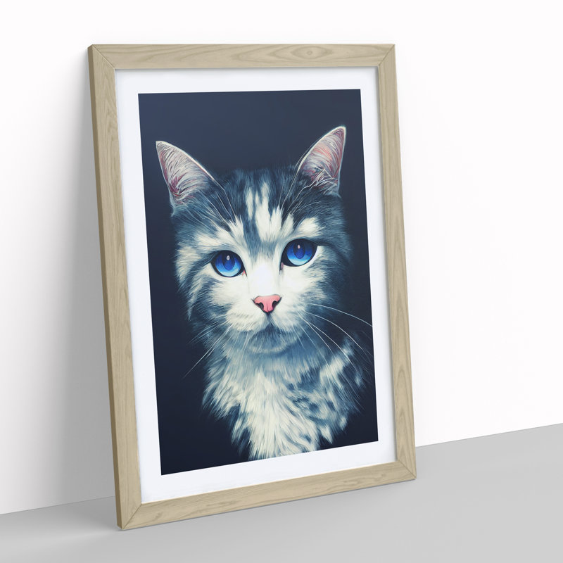 Adorable Cat - Framed Print, 34cm H x 25cm W x 2cm D, Oak Framed