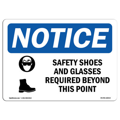 Enseigne de chaussures et de lunettes de sécurité requises