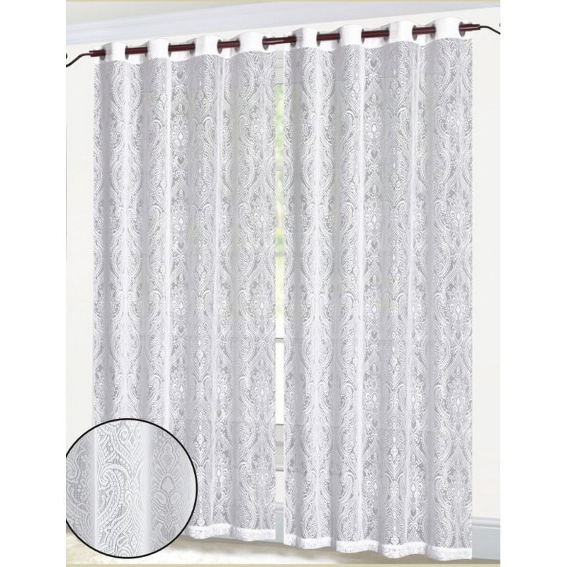 Panneau de rideau simple en dentelle avec œillets Flora, l 52 po x L 84 po