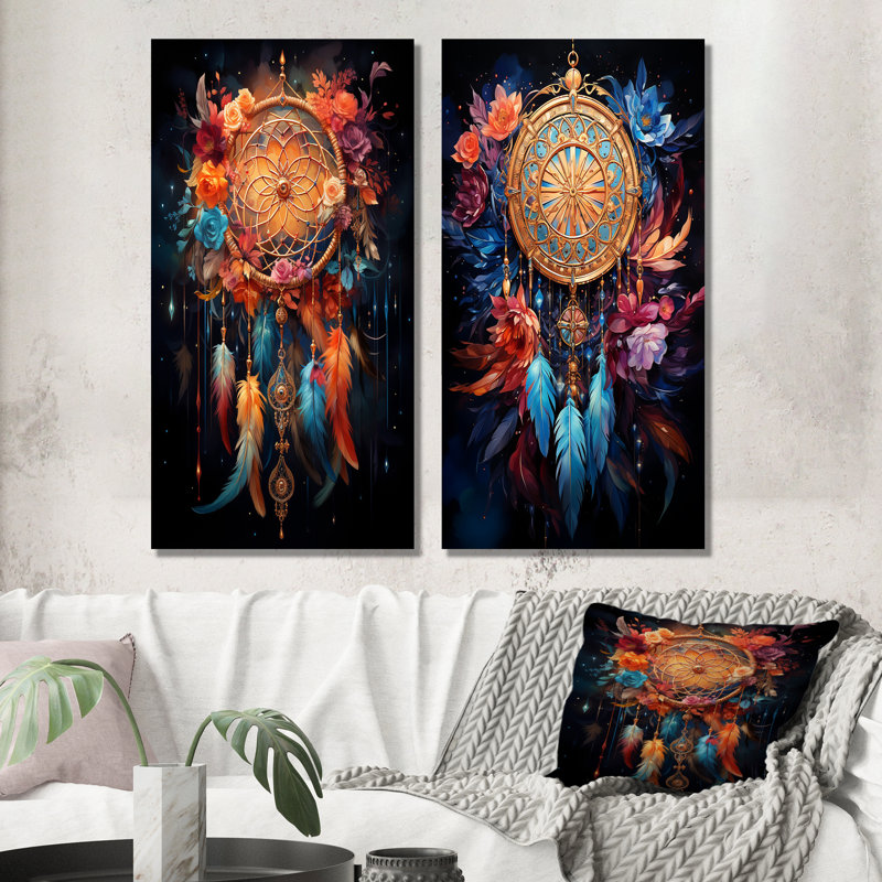 Dreams Sentinel - Ensemble de salon mural Dream Catcher, Toile tendue, H 32 po x l 33 po