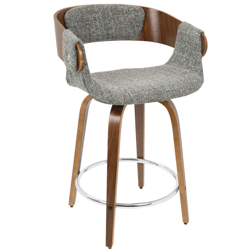 Tabouret de comptoir moderne en noyer et gris Elisa par Lumisource - ensemble de 2, Gris